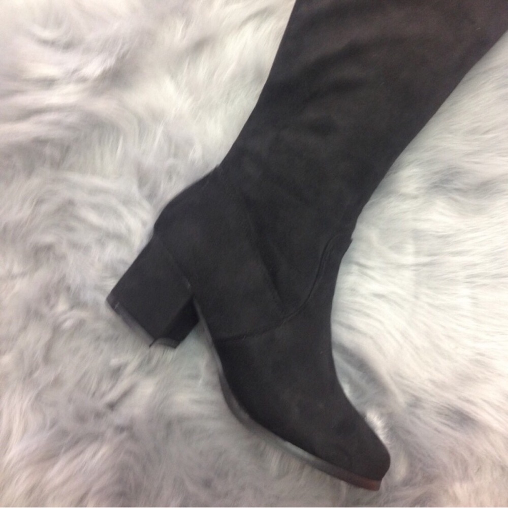 Black Color Over knee heeled boots Block Heel - Picture 2 of 6